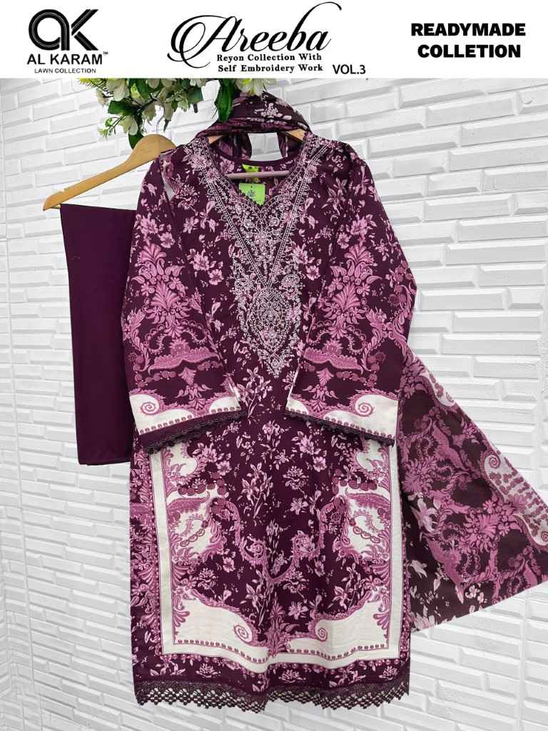 AL KARAM AREEBA VOL-3 RAYON PRINT READYMADE PAKISTANI SUIT