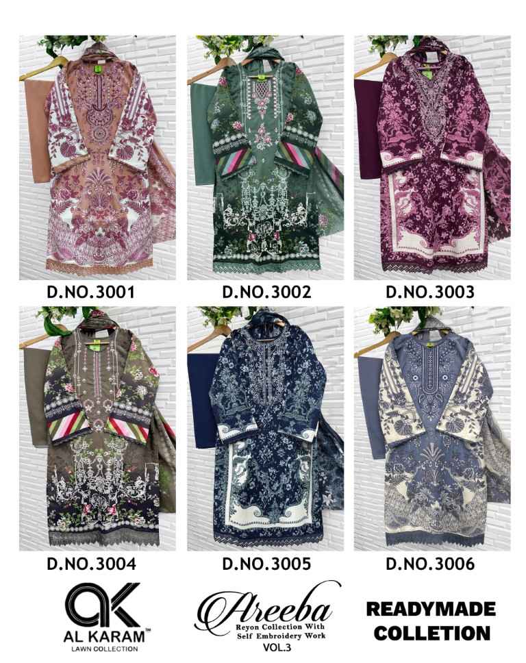 AL KARAM AREEBA VOL-3 RAYON PRINT READYMADE PAKISTANI SUIT
