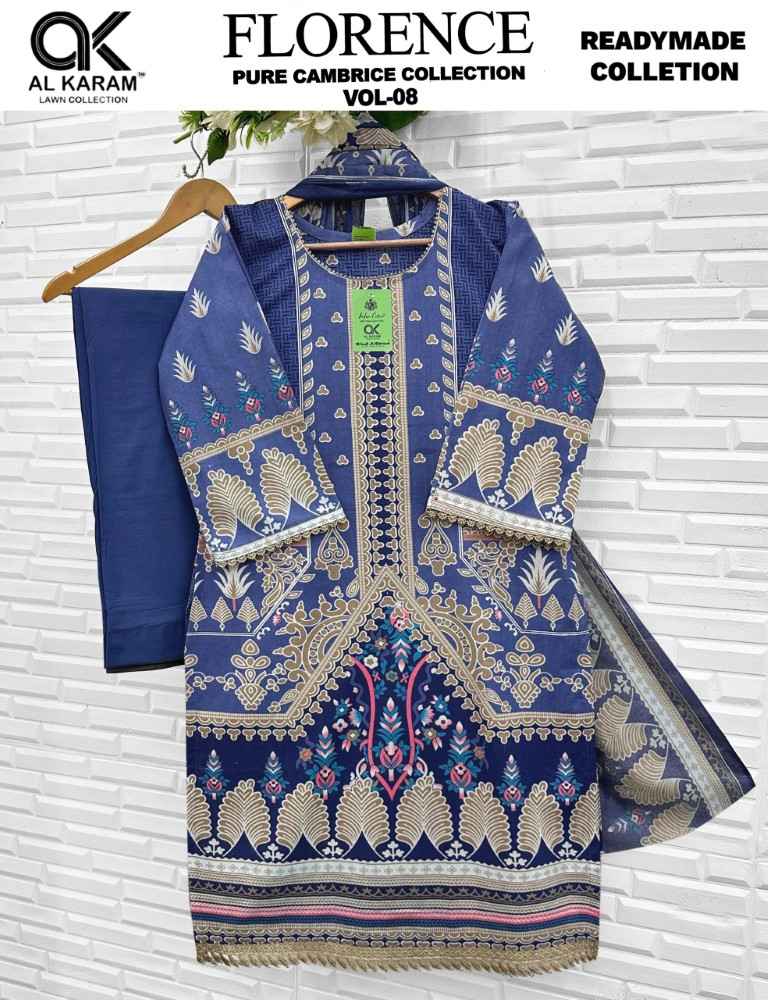 AL KARAM FLORENCE VOL-8 PURE CAMBRIC COTTON READYMADE PAKISTANI SUIT 