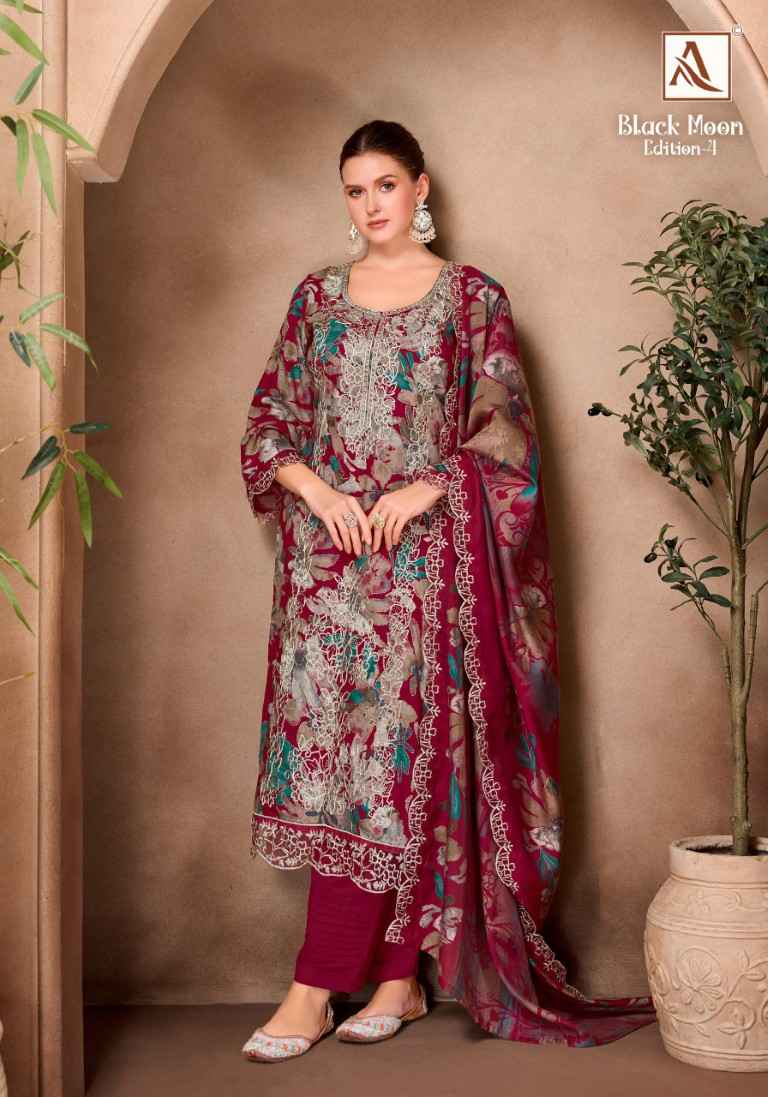 ALOK BLACK MOON VOL-4 VISCOSE REYON EMBROIDERY WORK DRESS MATERIAL