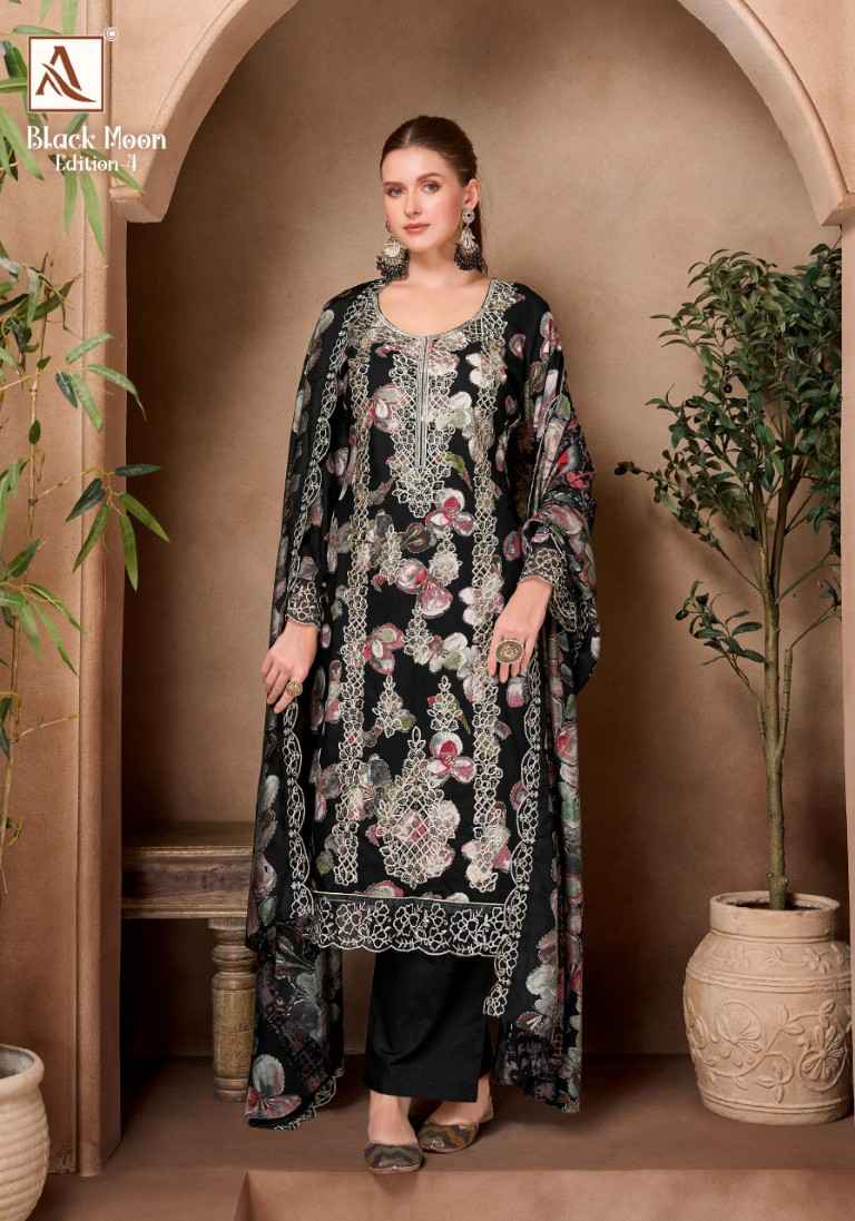 ALOK BLACK MOON VOL-4 VISCOSE REYON EMBROIDERY WORK DRESS MATERIAL