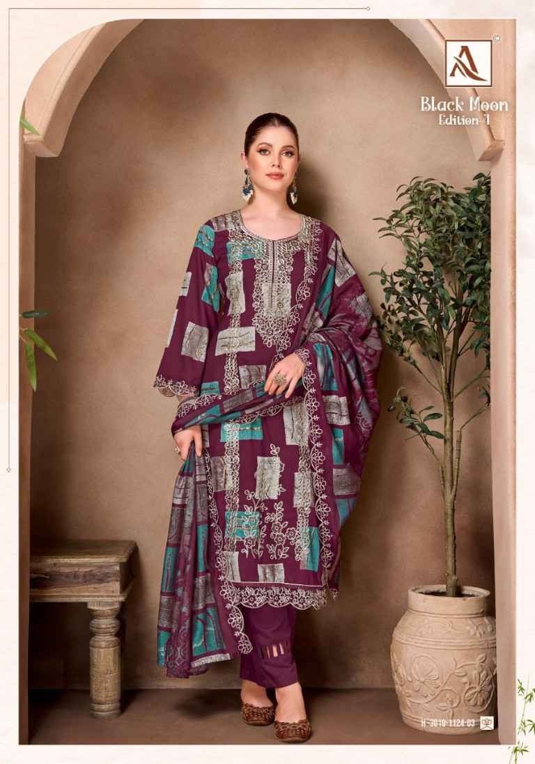 ALOK BLACK MOON VOL-4 VISCOSE REYON EMBROIDERY WORK DRESS MATERIAL