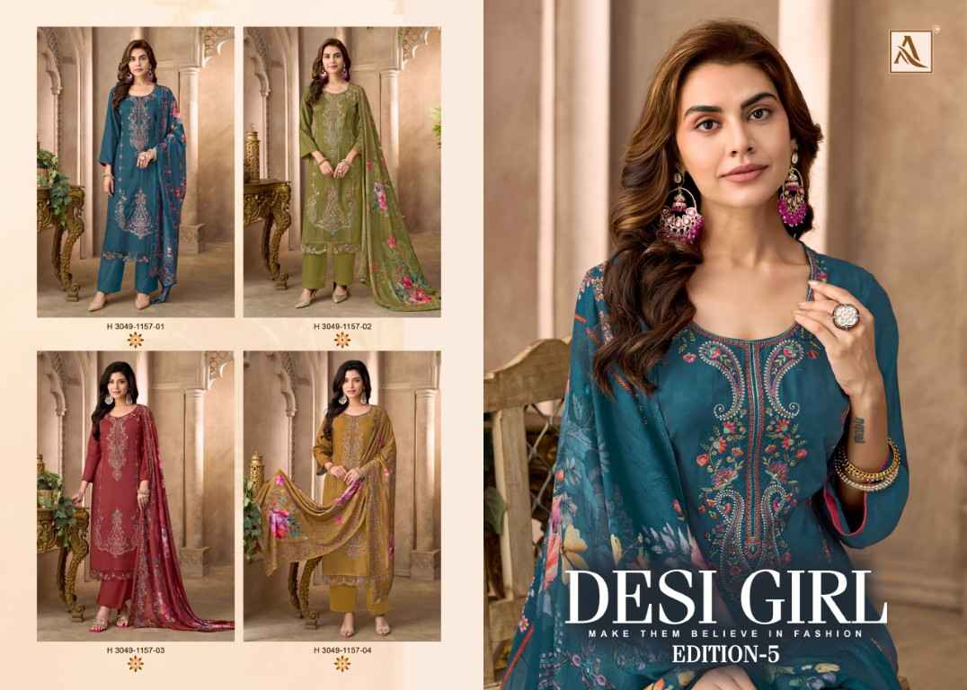 ALOK DESI GIRL VOL-5 VISCOSE MASLIN EMBROIDERY WORK DRESS MATERIAL