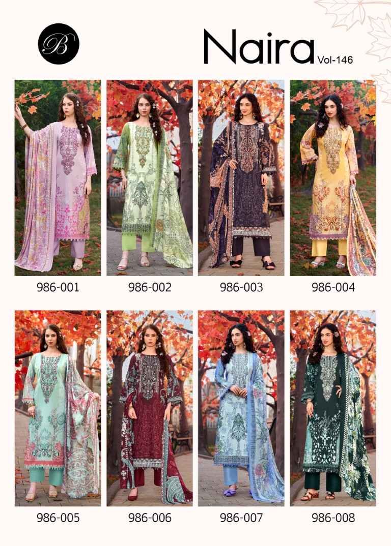 BELLIZA NAIRA VOL-146 PURE COTTON EMBROIDERY DRESS MATERIAL