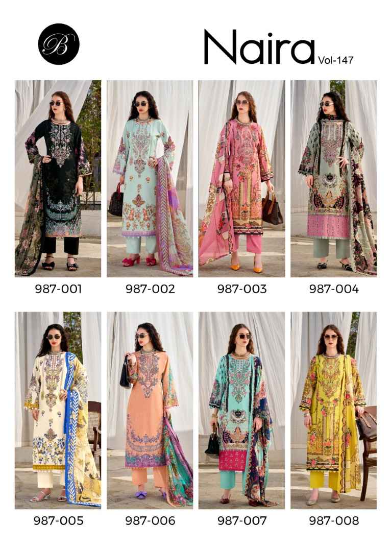 BELLIZA NAIRA VOL-147 PURE COTTON EMBROIDERY DRESS MATERIAL