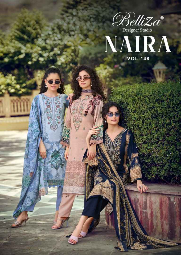 BELLIZA NAIRA VOL-148 PURE COTTON EMBROIDERY DRESS MATERIAL