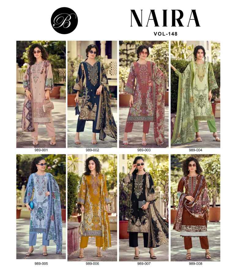 BELLIZA NAIRA VOL-148 PURE COTTON EMBROIDERY DRESS MATERIAL