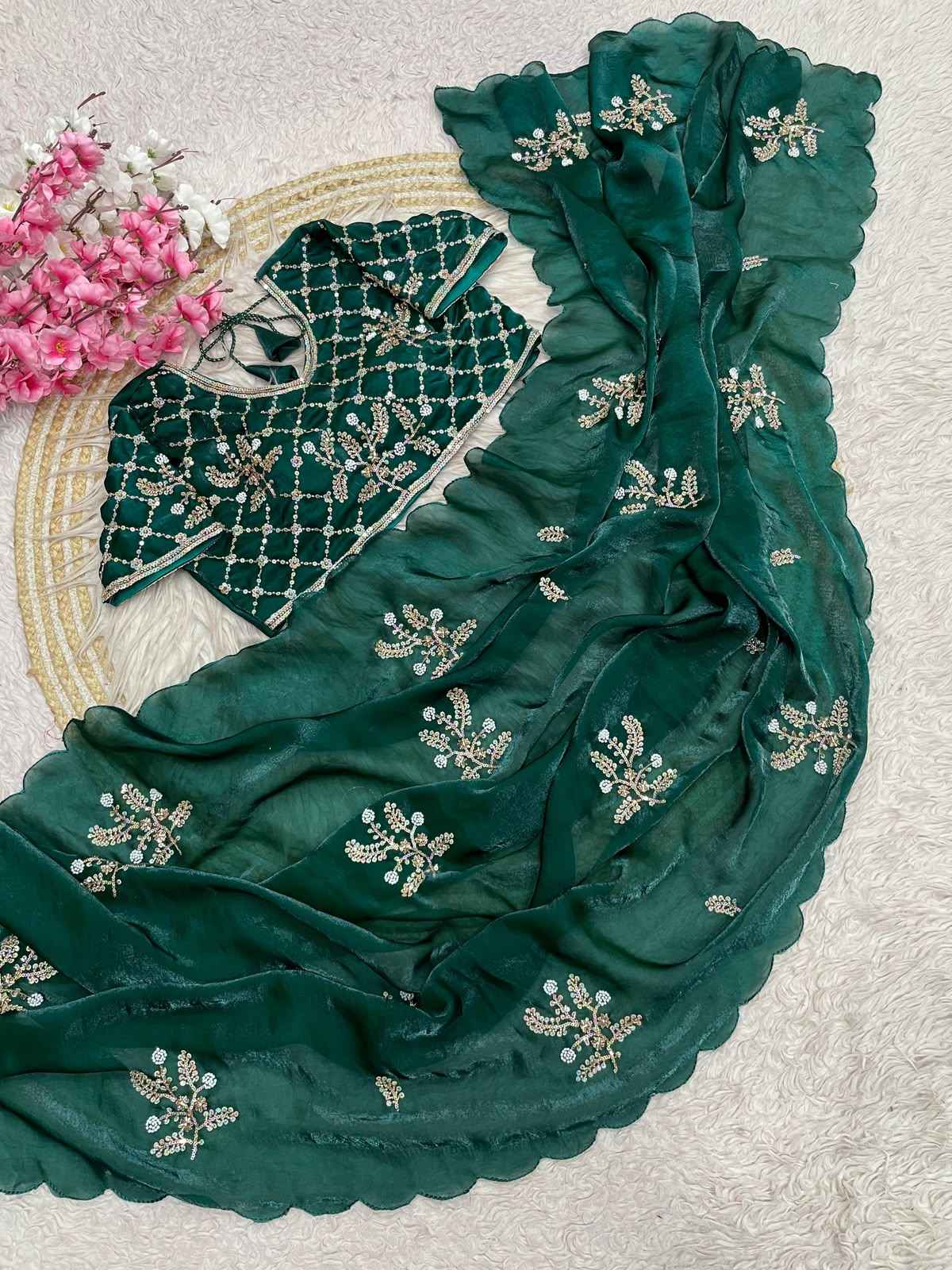 FANDY SATTIN KHATLI BEEDS WORK SAREE