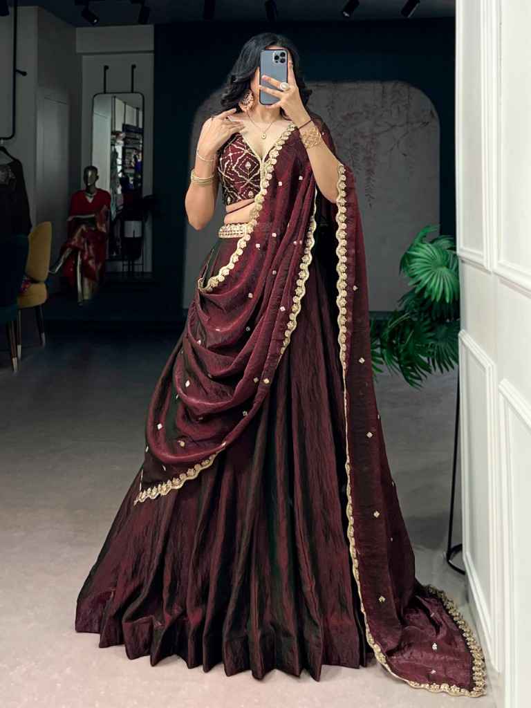 FENDI SEQUINS AND THREAD EMBROIDERY WORK LEHENGA CHOLI