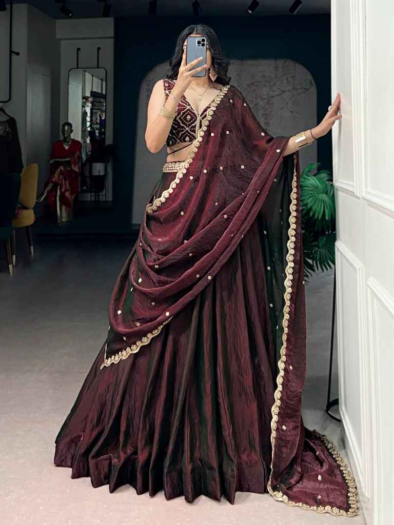 FENDI SEQUINS AND THREAD EMBROIDERY WORK LEHENGA CHOLI