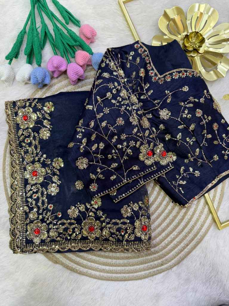 SOFT FENDY SATIN SHADED SEQUENCE AND DAIMOND WORK SAREE