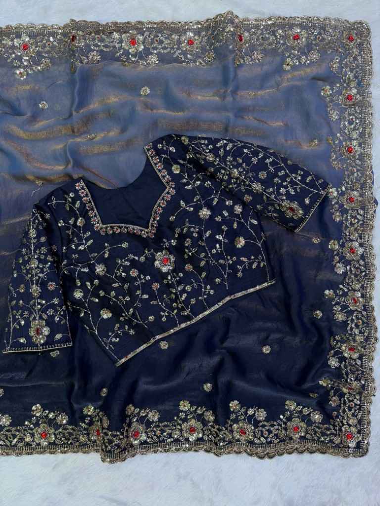 SOFT FENDY SATIN SHADED SEQUENCE AND DAIMOND WORK SAREE