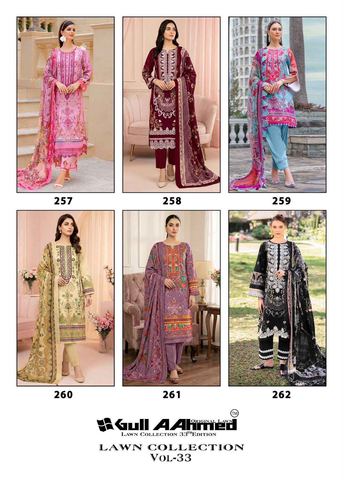 GULL AAHMED VOL-33 PURE CAMBRIDGE COTTON DRESS MATERIAL 