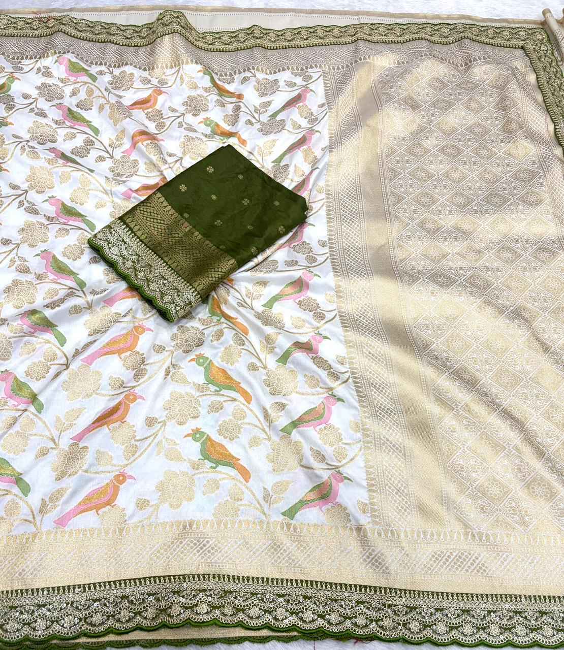 PURE HEAVY DOLA SILK MEENAKARI ZARI WEAVING SAREE 