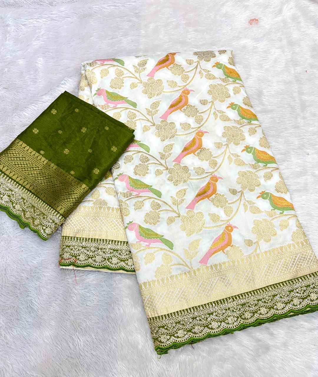 PURE HEAVY DOLA SILK MEENAKARI ZARI WEAVING SAREE 