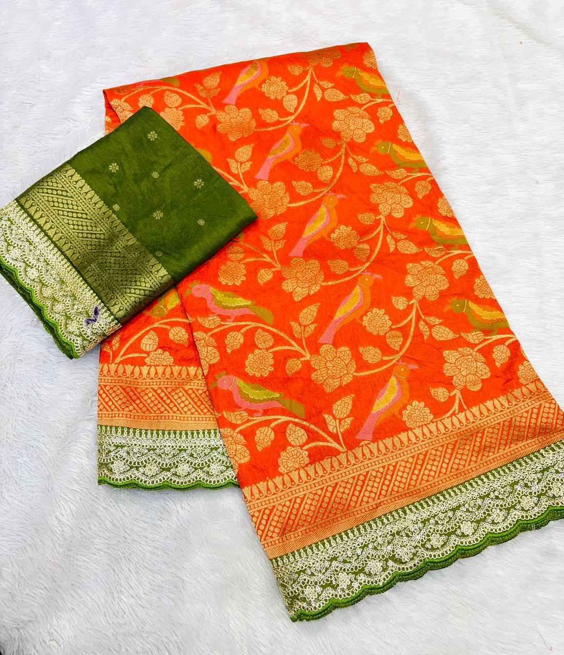 PURE HEAVY DOLA SILK MEENAKARI ZARI WEAVING SAREE 