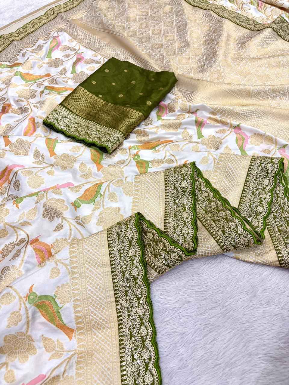 PURE HEAVY DOLA SILK MEENAKARI ZARI WEAVING SAREE 