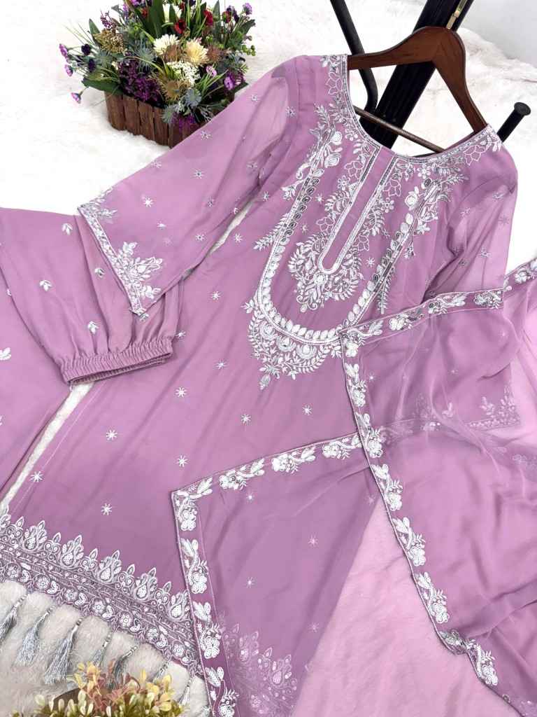 HEAVY FAUX GEORGETTE EMBROIDERY SEQUENCE WORK READYMADE PAKISTANI SUIT 