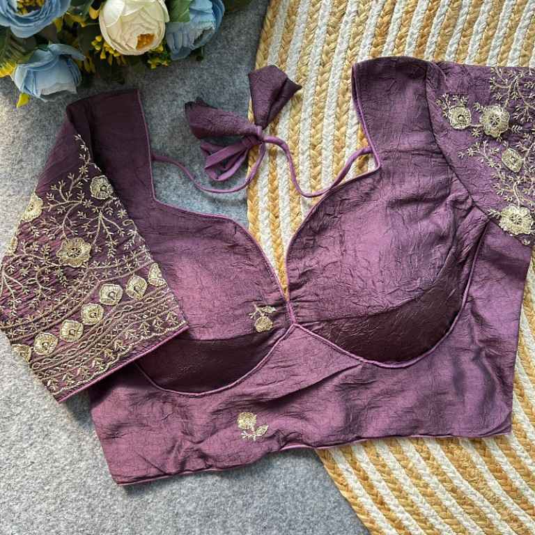 HEAVY RANGOLI CRUSH DEEPNECK DESIGNER BLOUSE