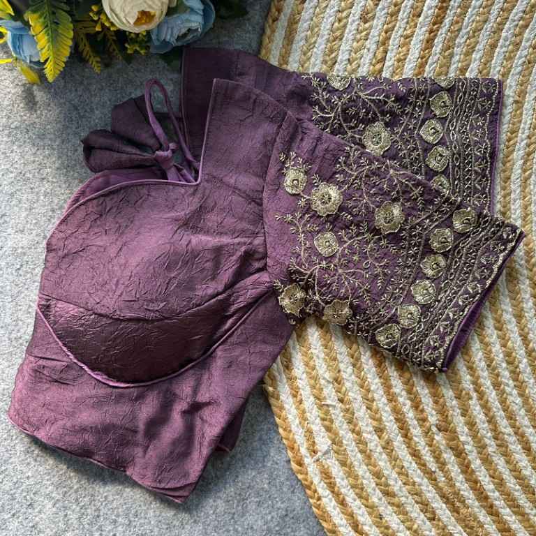 HEAVY RANGOLI CRUSH DEEPNECK DESIGNER BLOUSE