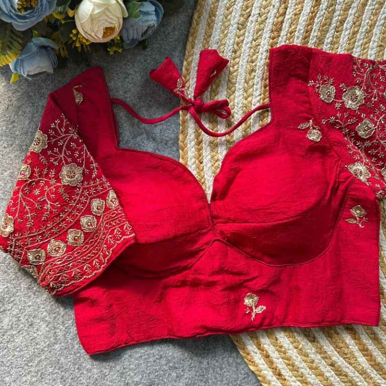 HEAVY RANGOLI CRUSH DEEPNECK DESIGNER BLOUSE