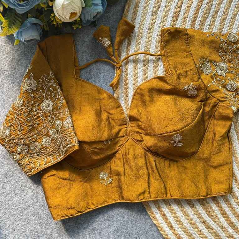 HEAVY RANGOLI CRUSH DEEPNECK DESIGNER BLOUSE