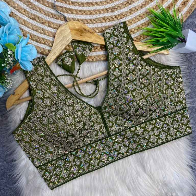 HEAVY SILK EMBROIDERY SEQUENCE WORK DESIGNER BLOUSE