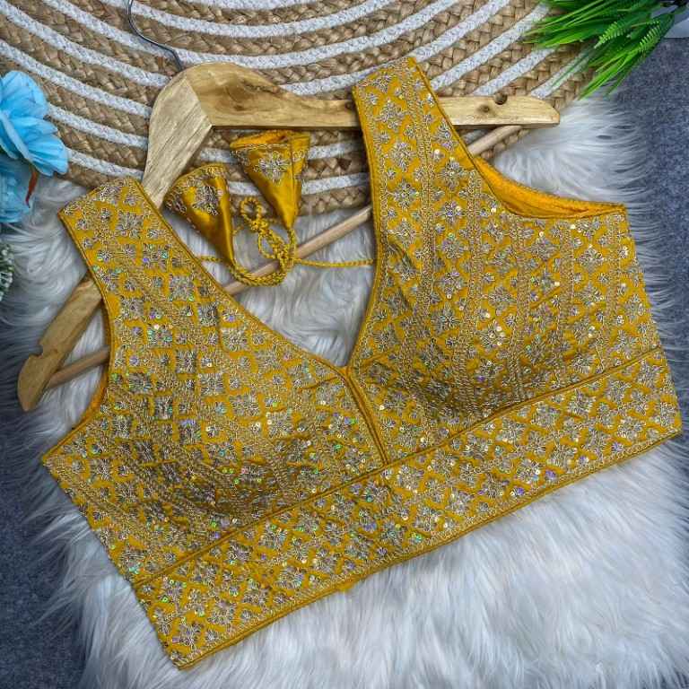HEAVY SILK EMBROIDERY SEQUENCE WORK DESIGNER BLOUSE