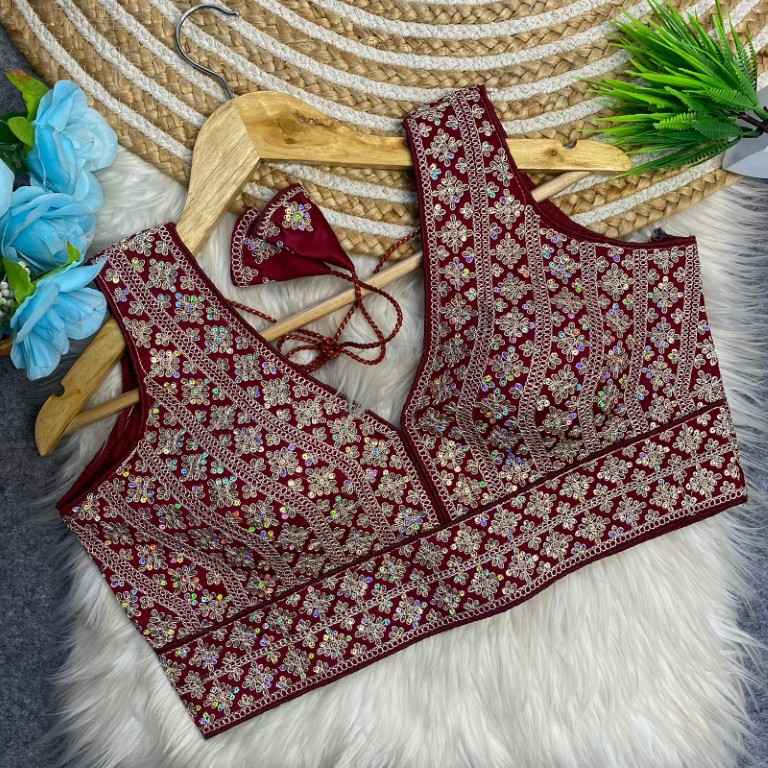 HEAVY SILK EMBROIDERY SEQUENCE WORK DESIGNER BLOUSE