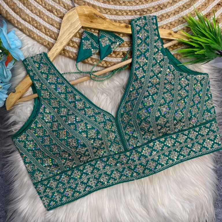 HEAVY SILK EMBROIDERY SEQUENCE WORK DESIGNER BLOUSE