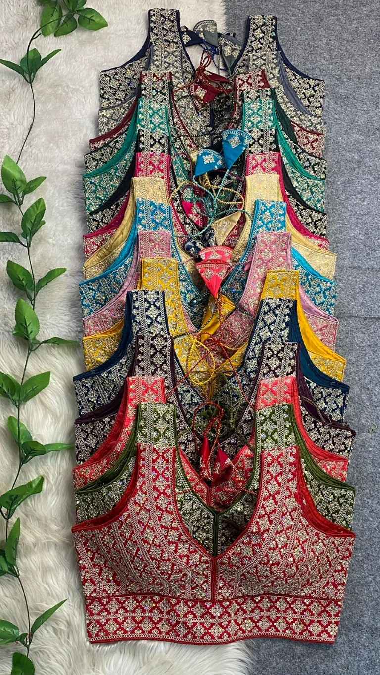 HEAVY SILK EMBROIDERY SEQUENCE WORK DESIGNER BLOUSE
