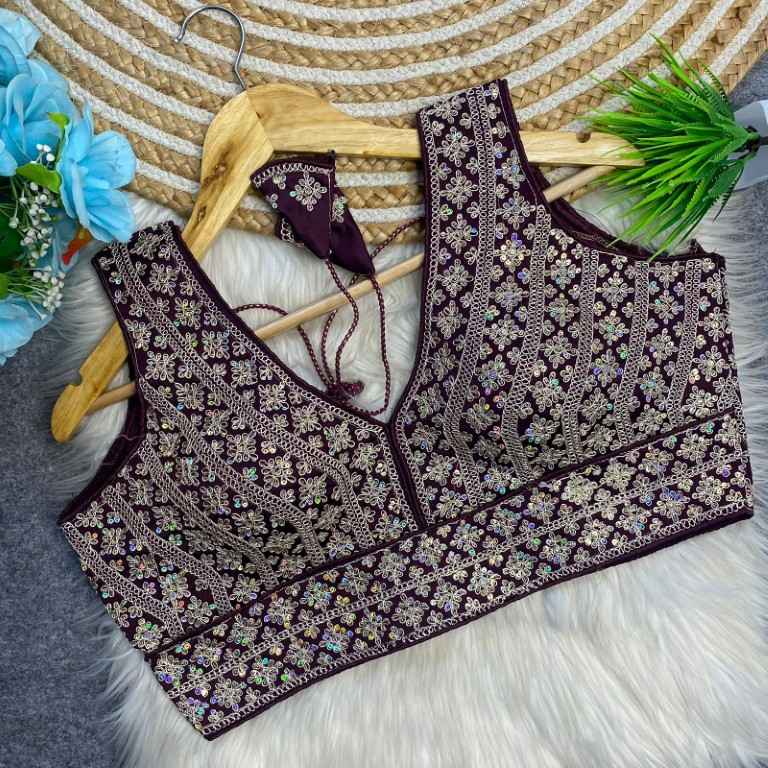 HEAVY SILK EMBROIDERY SEQUENCE WORK DESIGNER BLOUSE