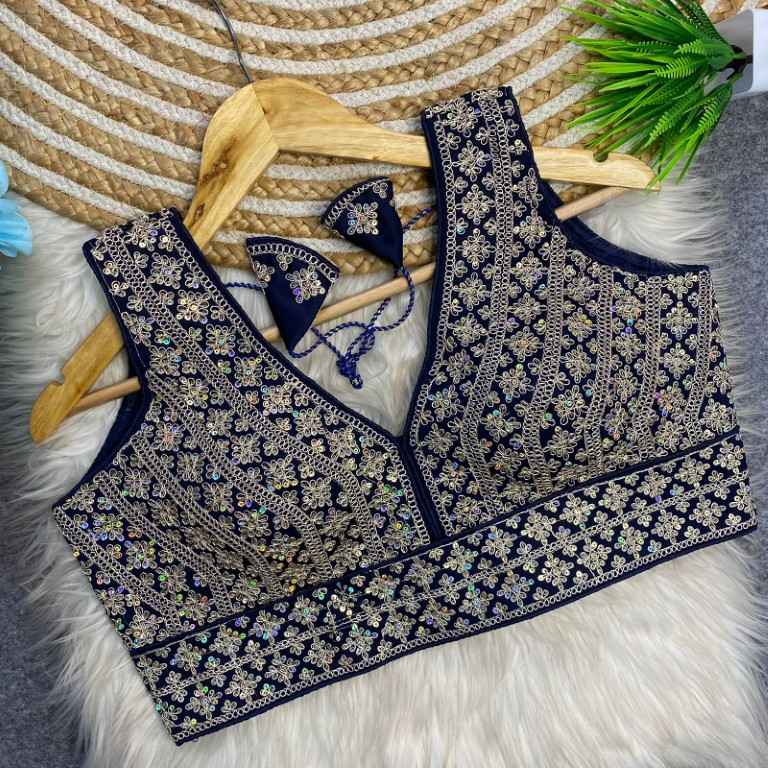HEAVY SILK EMBROIDERY SEQUENCE WORK DESIGNER BLOUSE