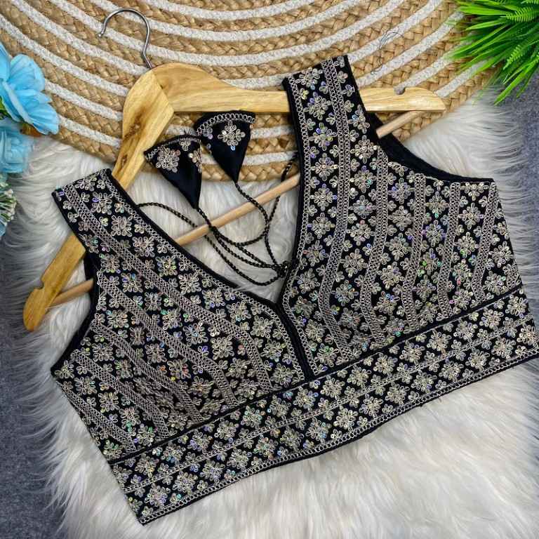 HEAVY SILK EMBROIDERY SEQUENCE WORK DESIGNER BLOUSE