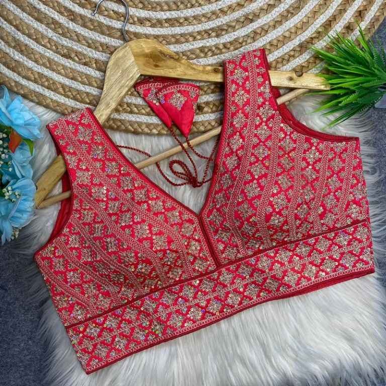 HEAVY SILK EMBROIDERY SEQUENCE WORK DESIGNER BLOUSE