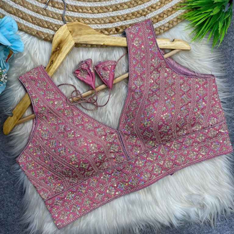 HEAVY SILK EMBROIDERY SEQUENCE WORK DESIGNER BLOUSE