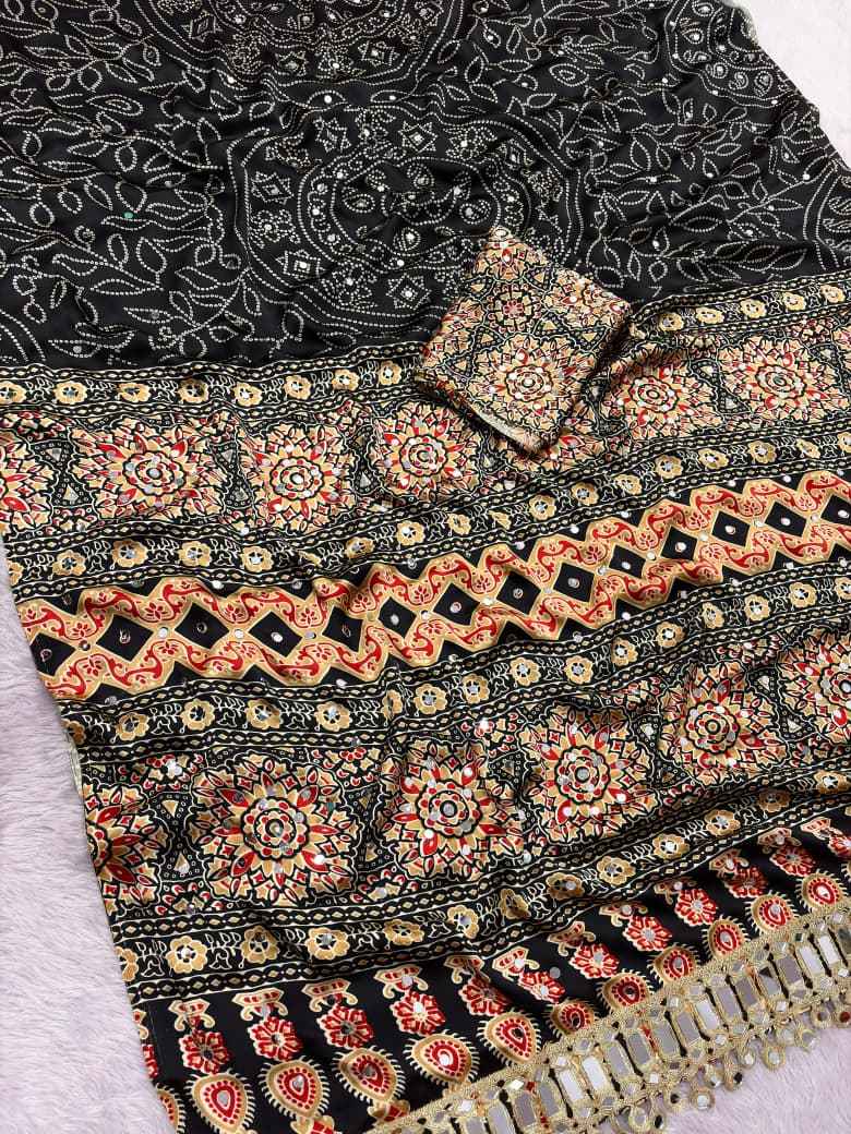 JAPAN SATTIN ORIGINAL MIRROR WORK SAREE