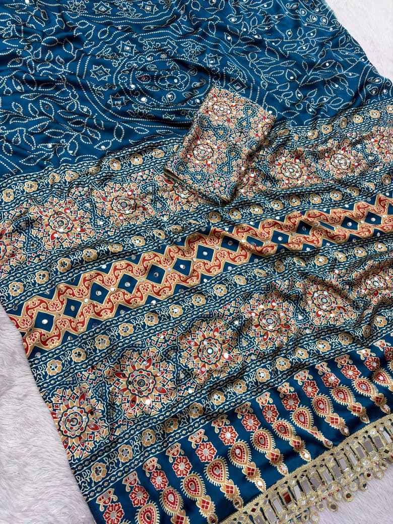 JAPAN SATTIN ORIGINAL MIRROR WORK SAREE