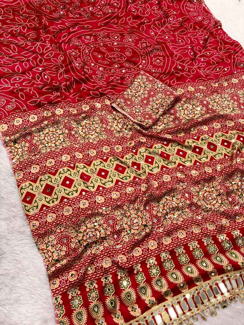JAPAN SATTIN ORIGINAL MIRROR WORK SAREE