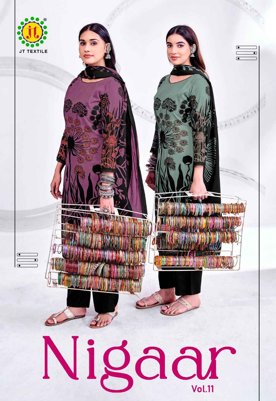 JT NIGAAR VOL-11 RAYON FABRIC WITH GOLD PRINT DRESS MATERIAL