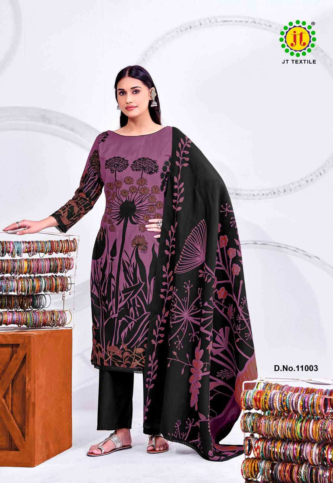 JT NIGAAR VOL-11 RAYON FABRIC WITH GOLD PRINT DRESS MATERIAL