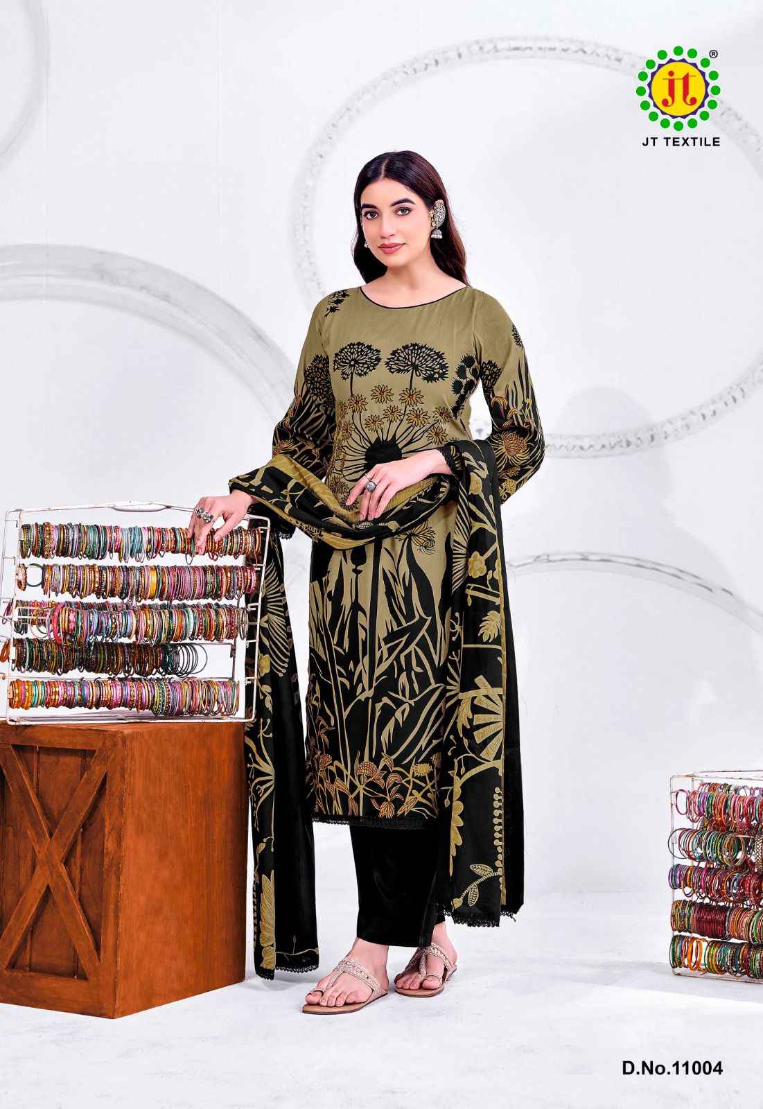 JT NIGAAR VOL-11 RAYON FABRIC WITH GOLD PRINT DRESS MATERIAL