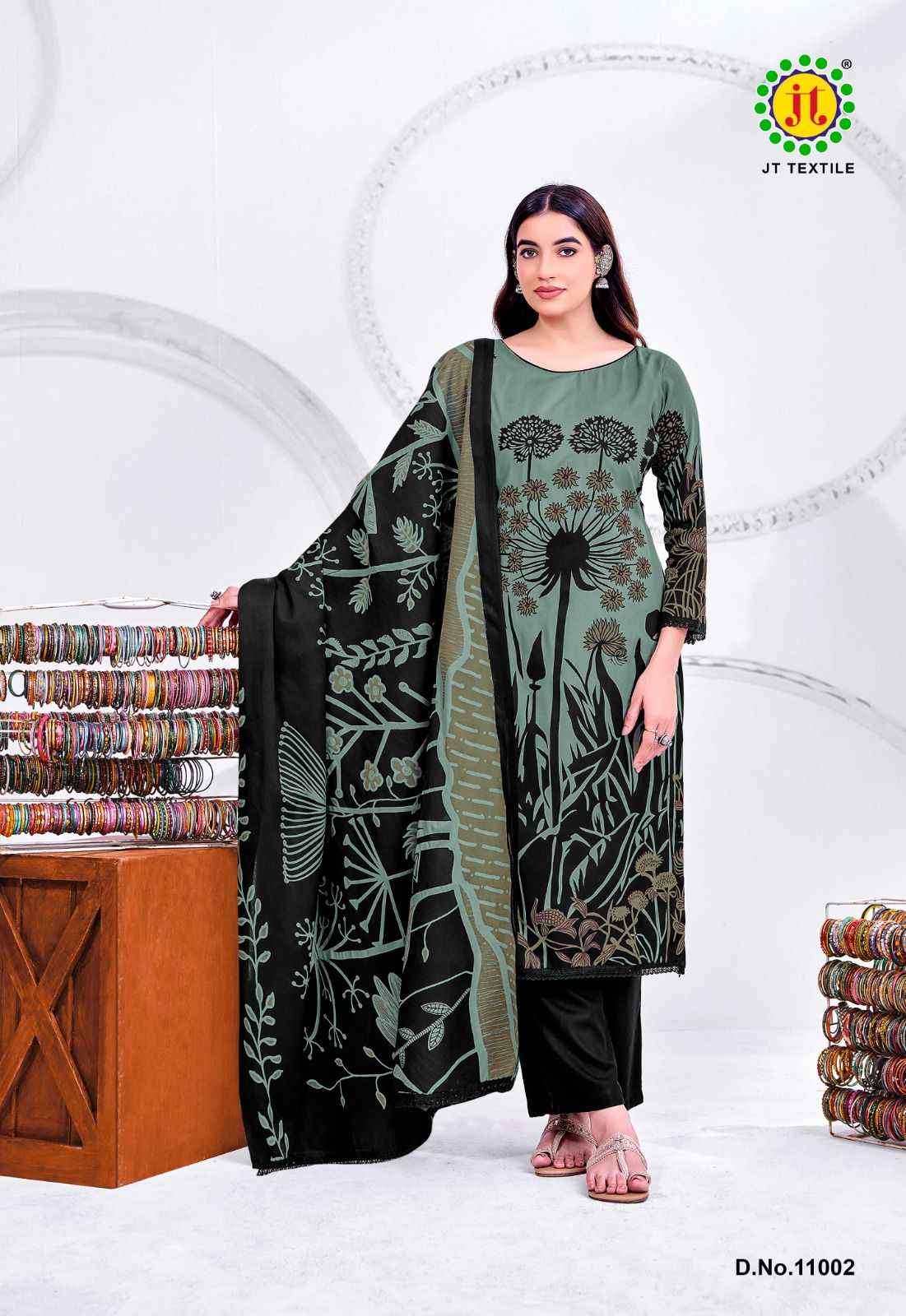 JT NIGAAR VOL-11 RAYON FABRIC WITH GOLD PRINT DRESS MATERIAL