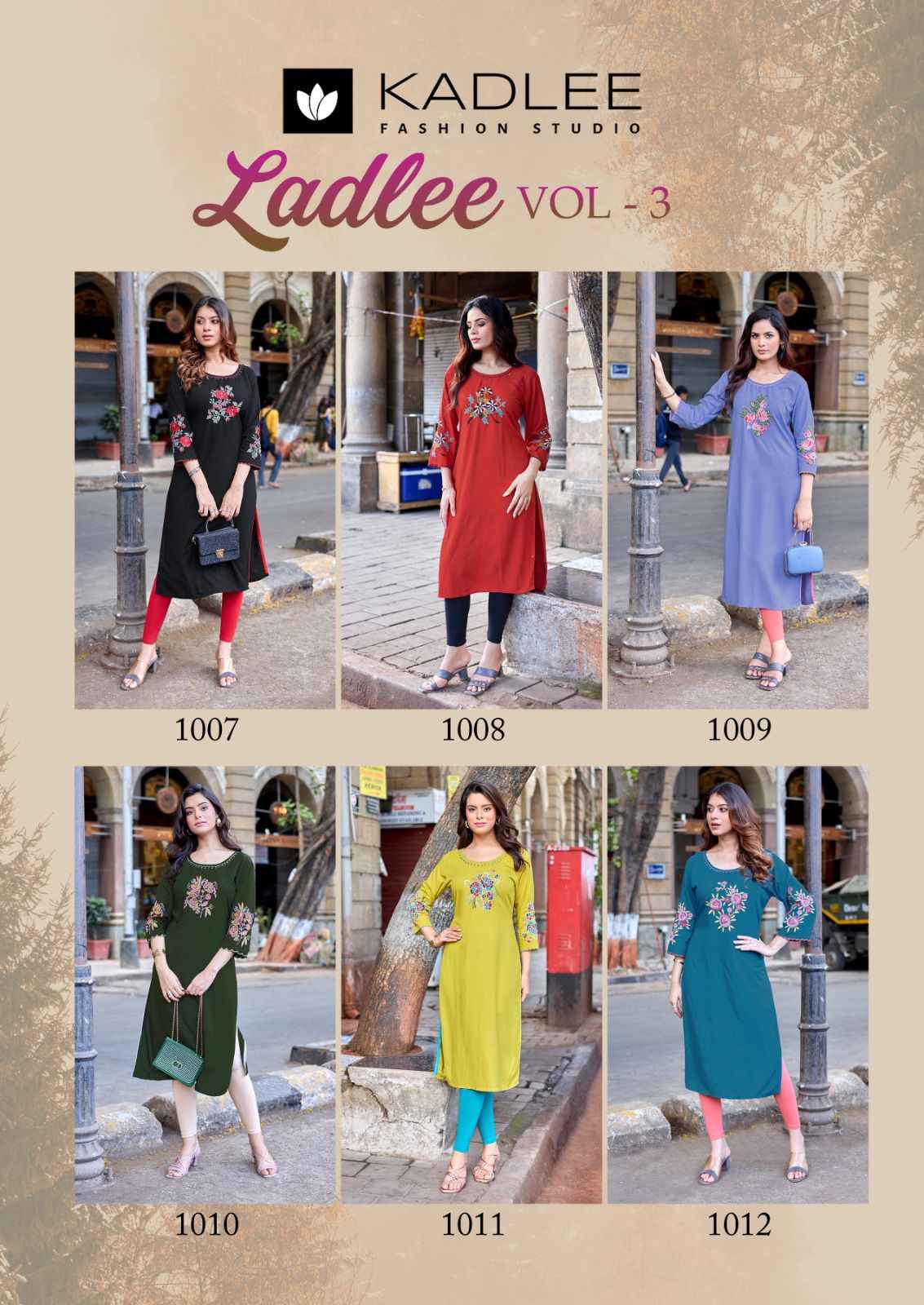 KADLEE LADLEE VOL-3 HEAVY RAYON THREAD & HANDWORK KURTI