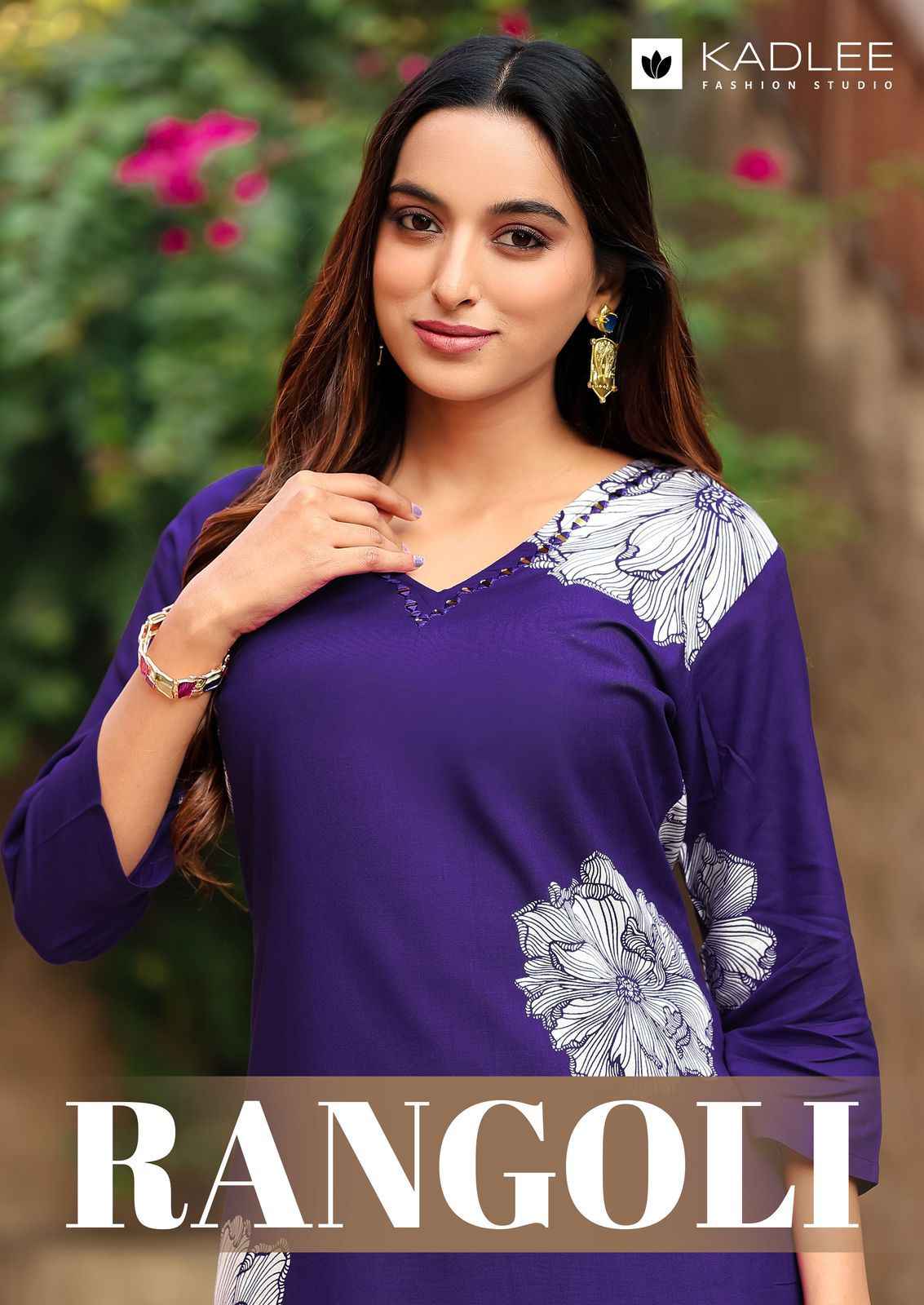 KADLEE RANGOLI HEAVY RAYON PRINT READYMADE KURTI WITH PANT