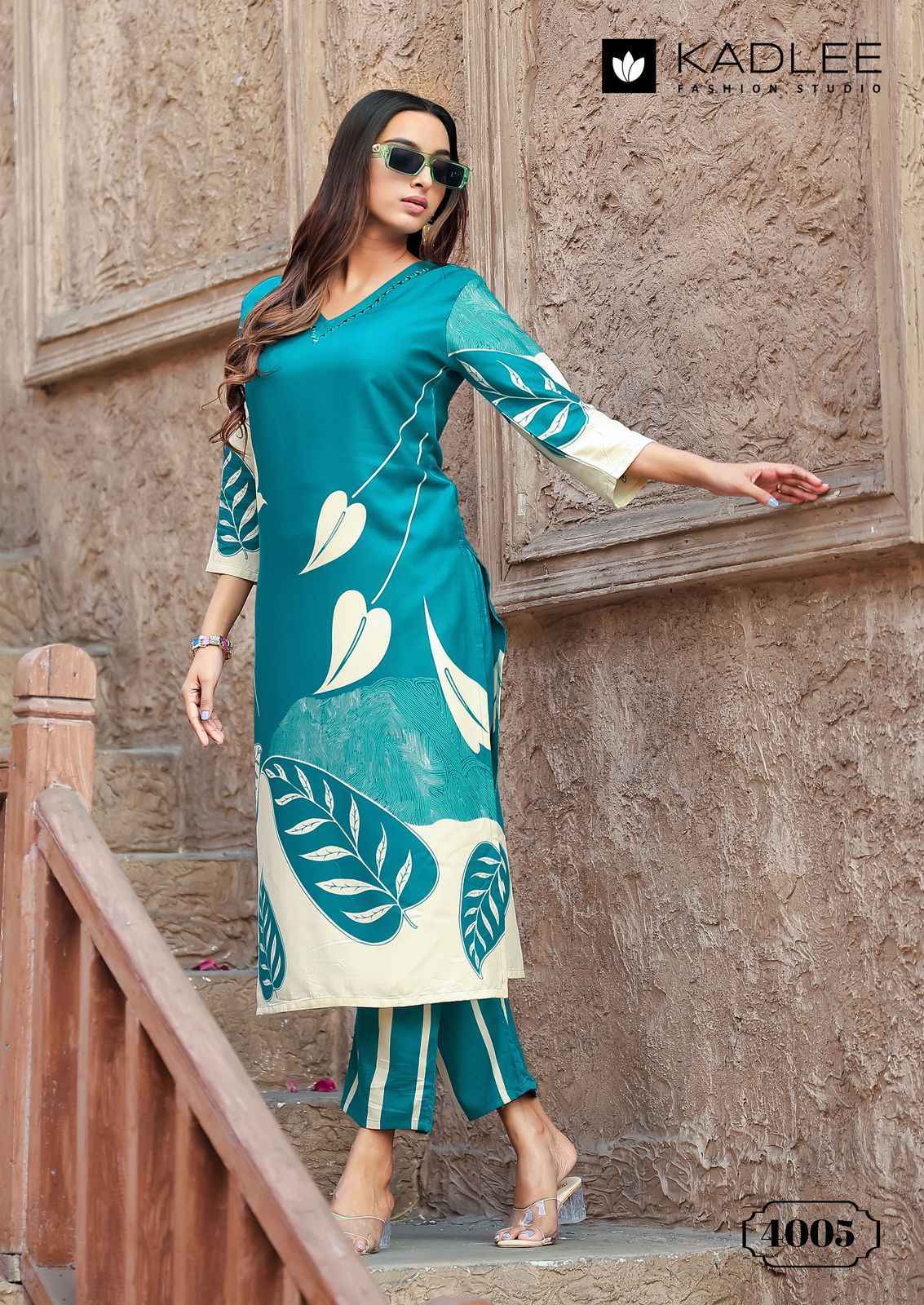 KADLEE RANGOLI HEAVY RAYON PRINT READYMADE KURTI WITH PANT