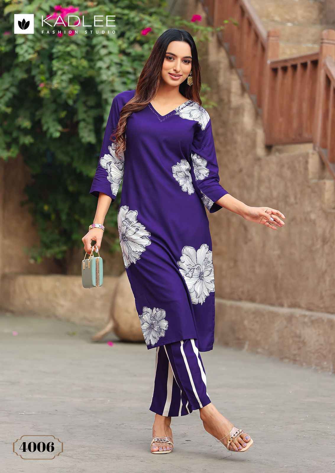 KADLEE RANGOLI HEAVY RAYON PRINT READYMADE KURTI WITH PANT