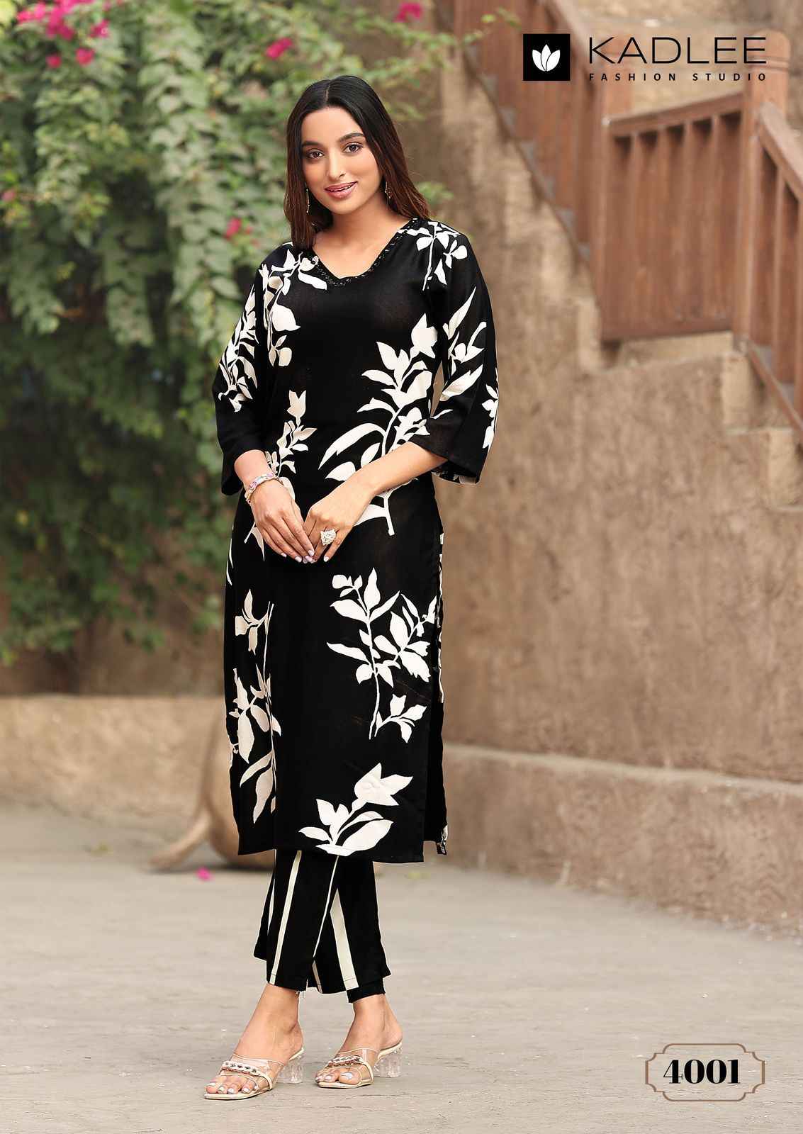 KADLEE RANGOLI HEAVY RAYON PRINT READYMADE KURTI WITH PANT