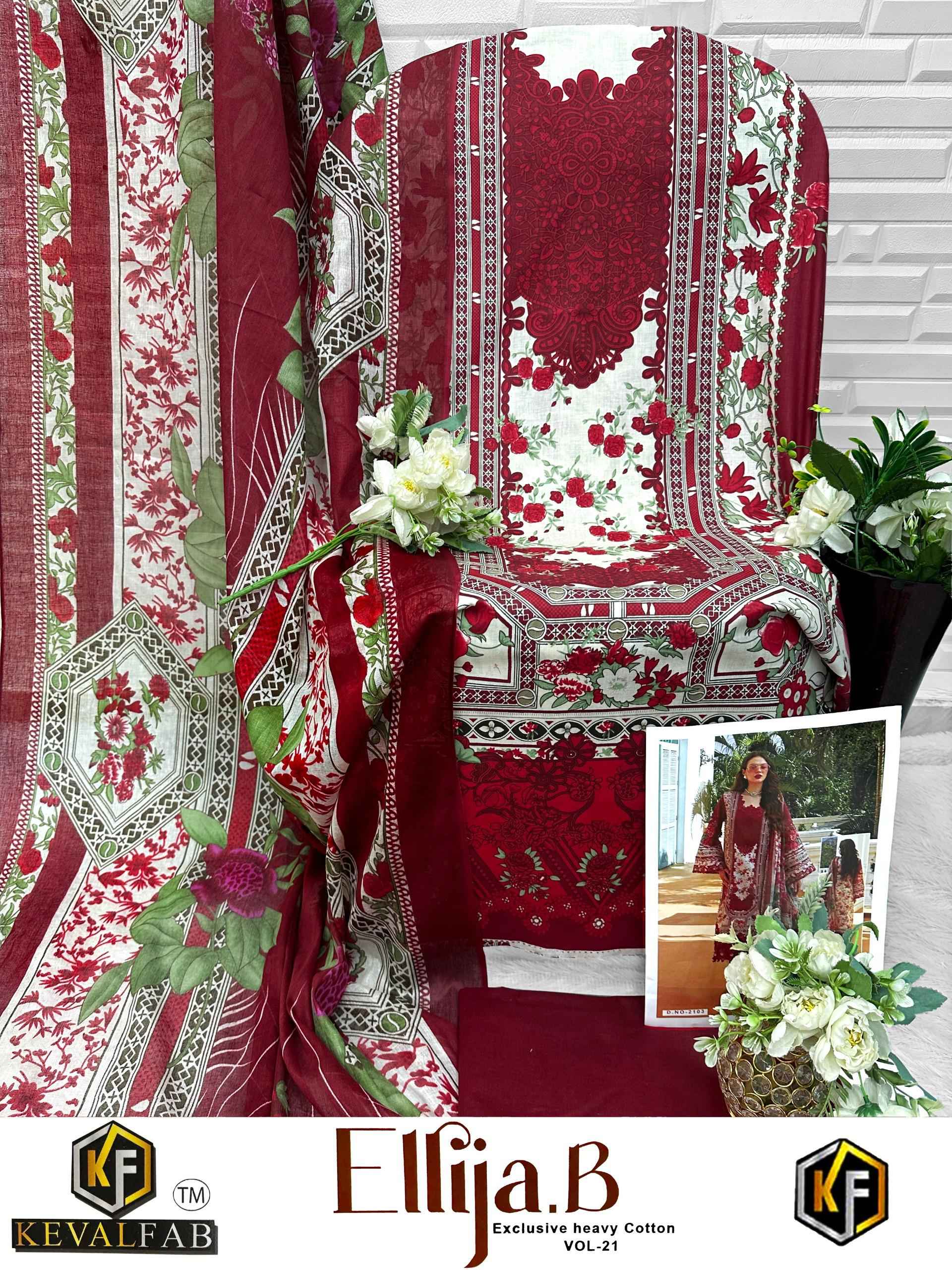 KEVAL FAB ELLIJA B VOL-21 COTTON PRINTED DRESS MATERIAL