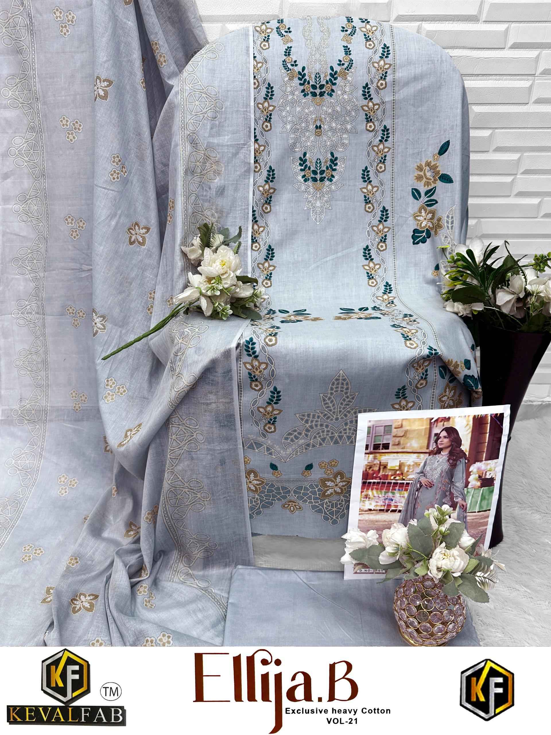 KEVAL FAB ELLIJA B VOL-21 COTTON PRINTED DRESS MATERIAL